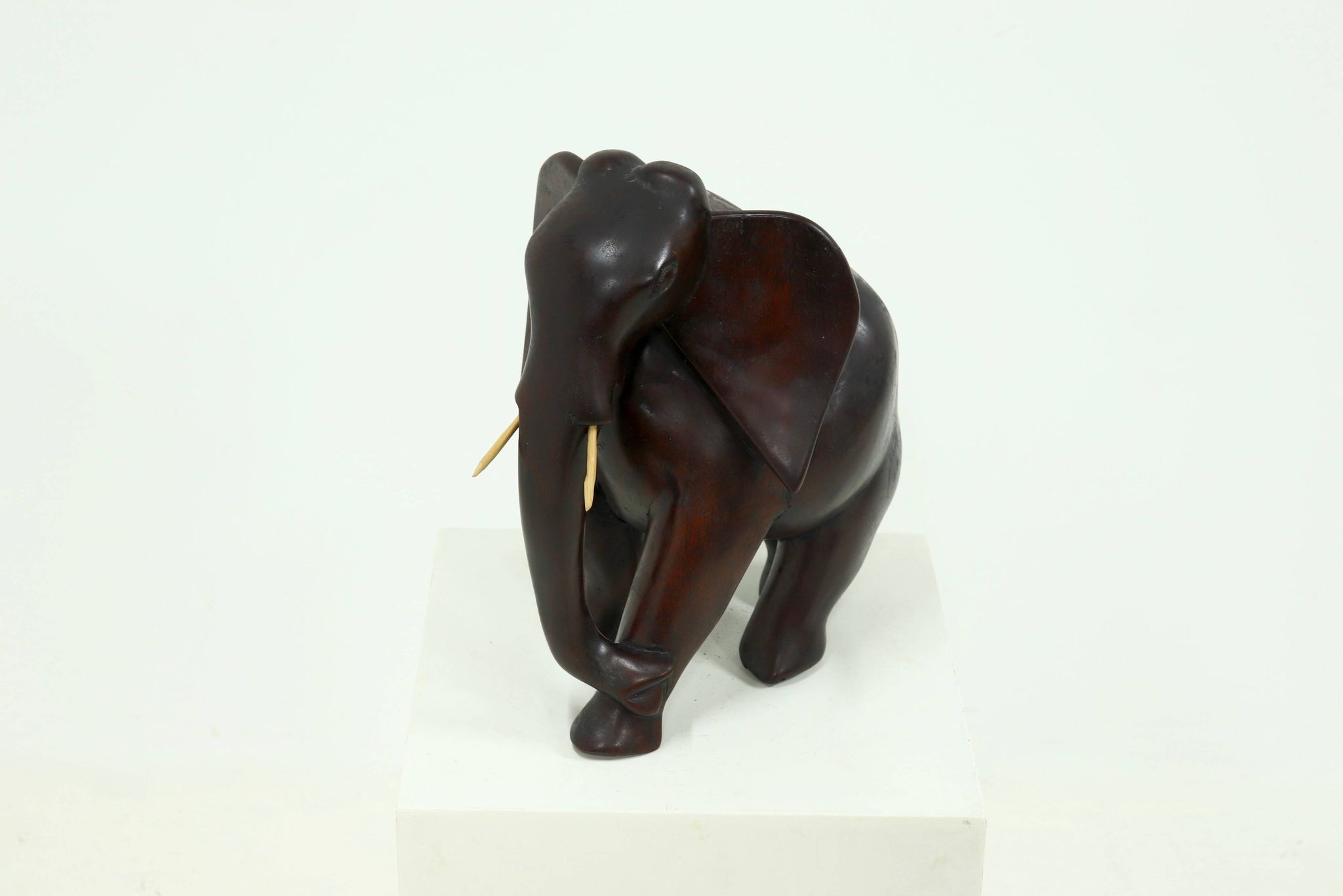 Large Mahogany Sculptural Elephant 1970s