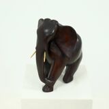 Large Mahogany Sculptural Elephant 1970s