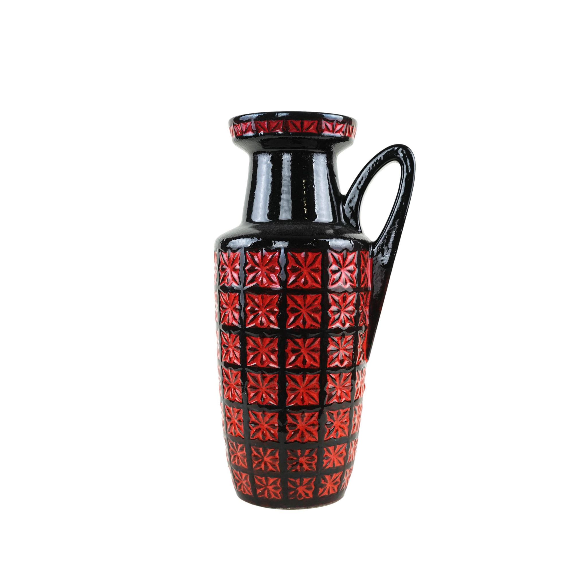 Vase en céramique Fat Lava avec texture en relief, poterie ouest-allemande, années 1970.