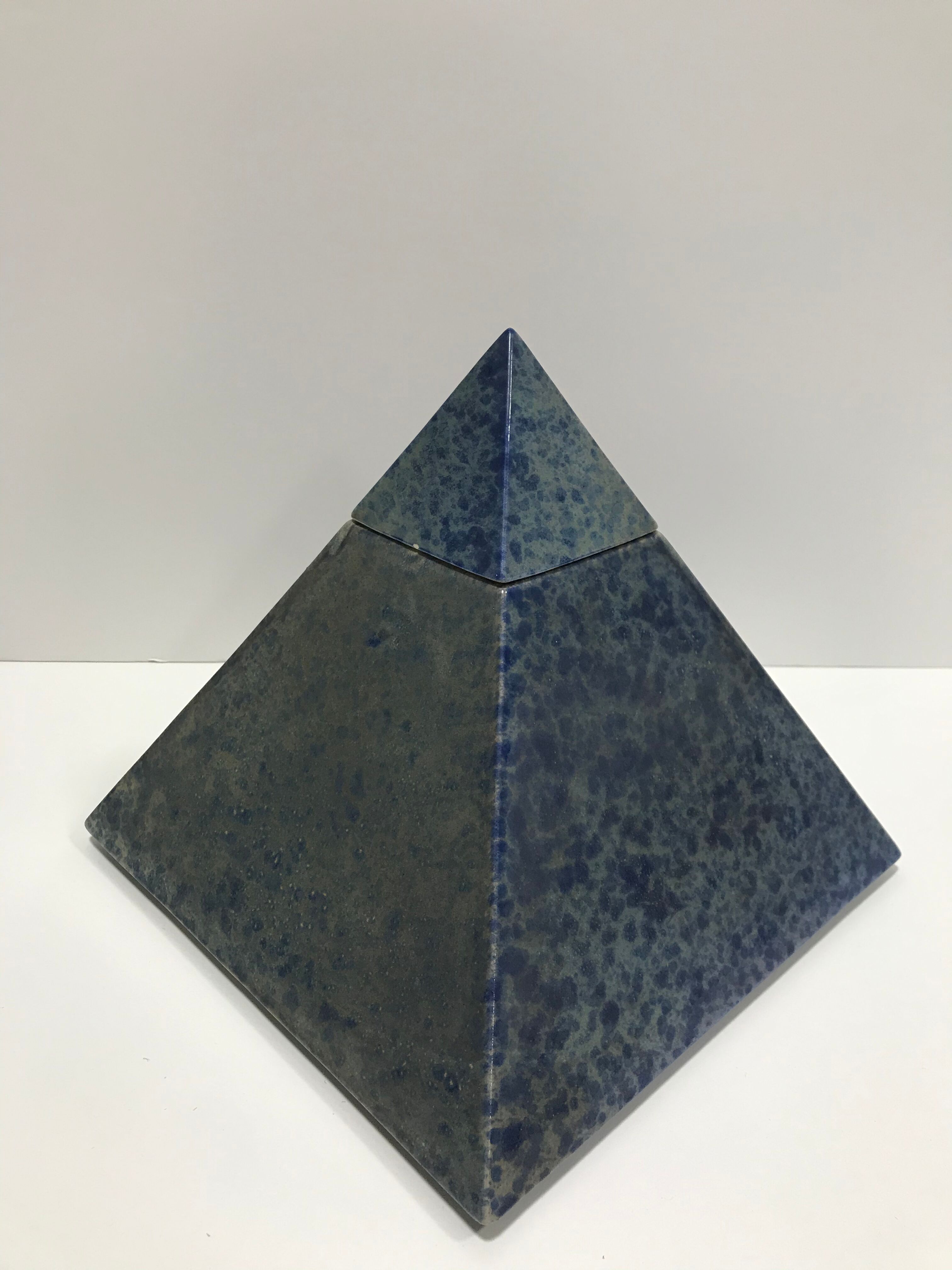Pyramid-shaped ceramic covered box