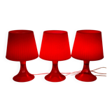 3 Vintage ikea lampan red / burgundy table lamps.