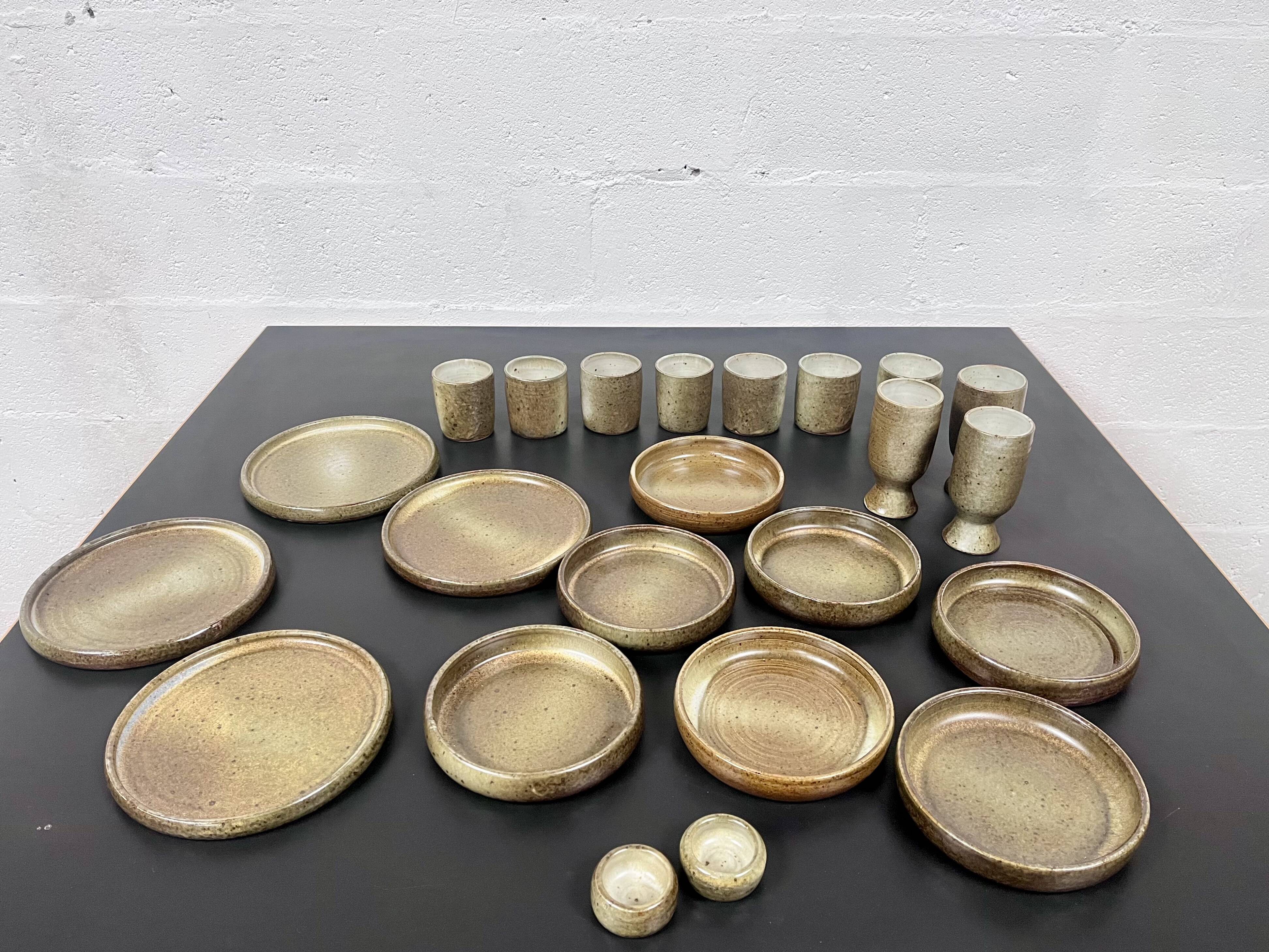 Pyrité stoneware dinner service, La Borne, 1970s