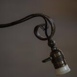 20th-century wrought iron floor lamp with swirling detail, Danish Art Deco.