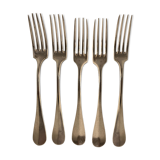 5 old table forks in silver metal Félix Frères