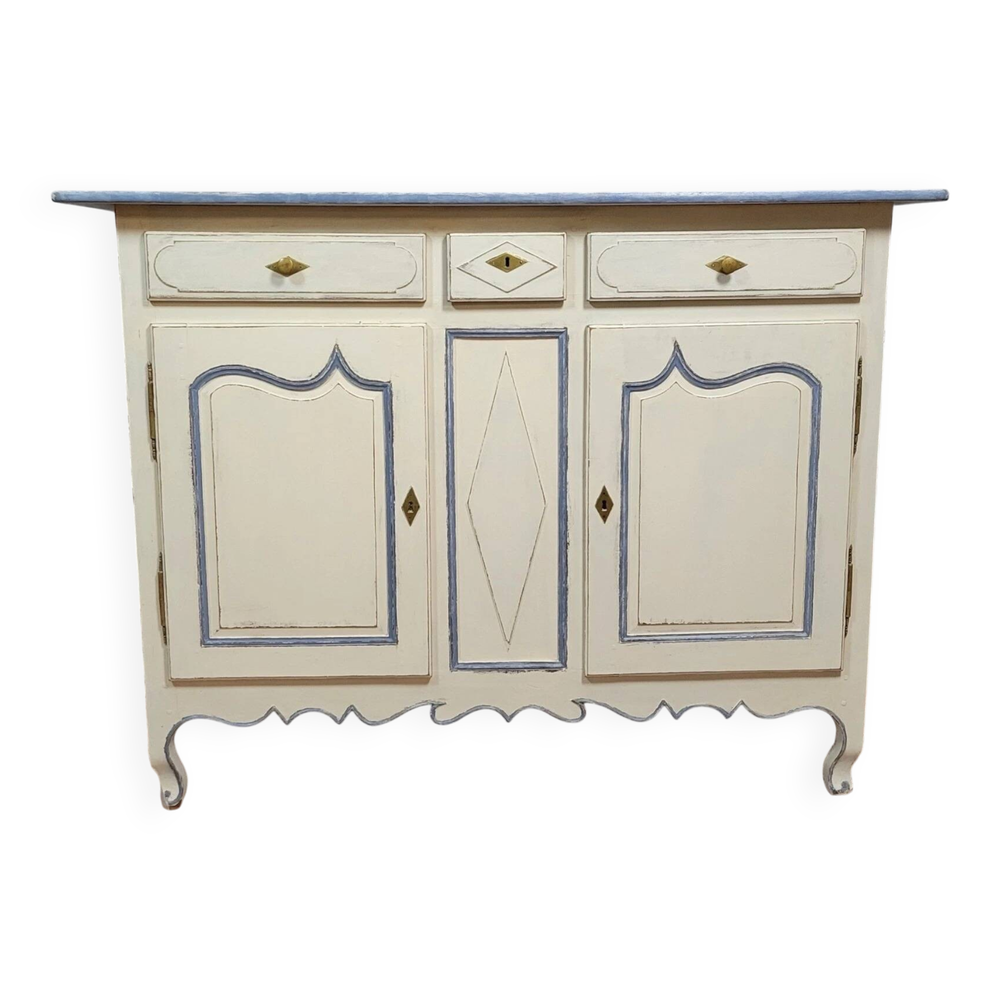 Très grand Buffet d'appui époque Louis XV en bois laqué vers 1750