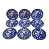 9 Antique Plates 19th Century Blue Willow Pattern Chinese Blue Decor