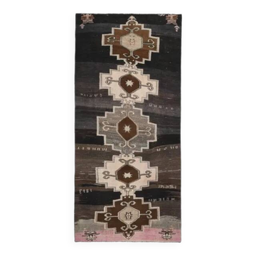Tapis couloir en laine et coton noué à la main turc des années 1970, 149x320.