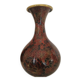 Cloisonné brass vase decorated with lotus flowers