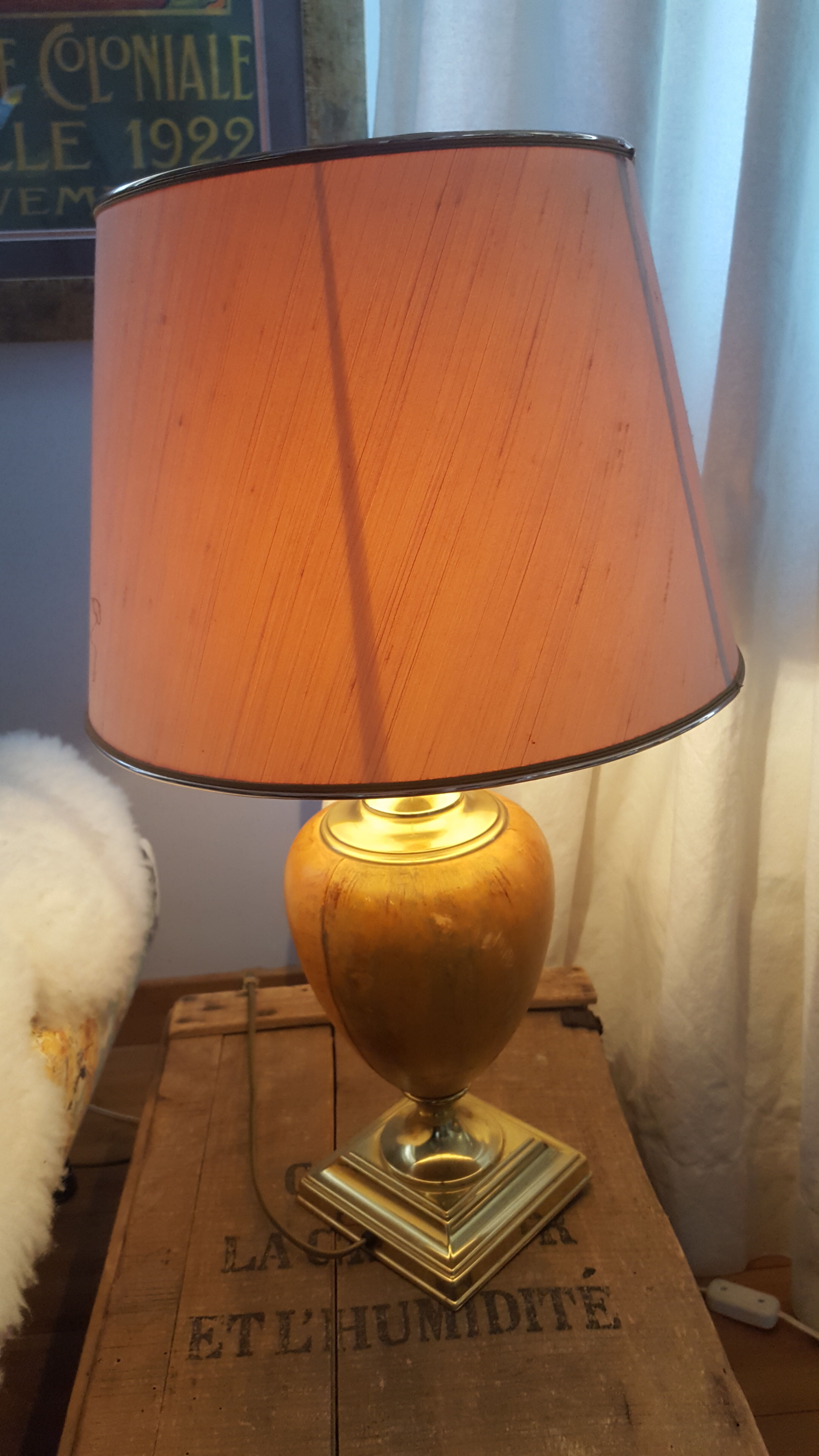 Lamp  dolphin, leather and brass