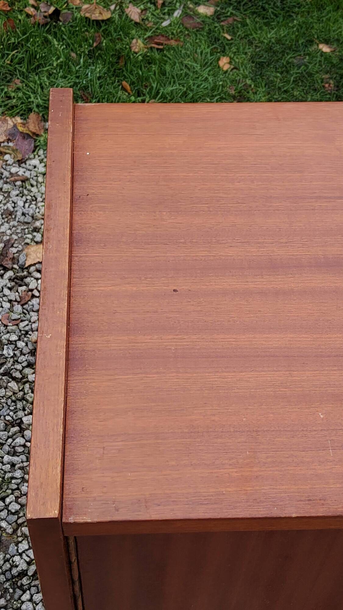 Pair of vintage mahogany sideboards with square metal legs from the 60s