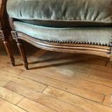 Velvet bergère chairs