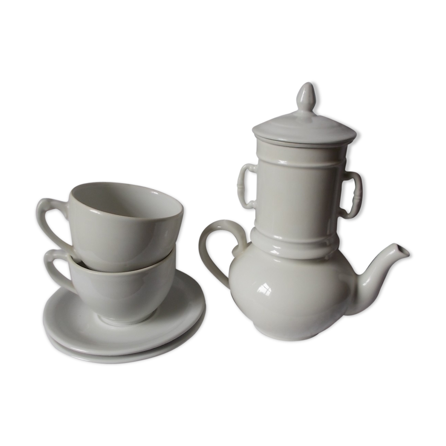 Coffee maker or teapot lunch service Apilco in earthenware with its filters