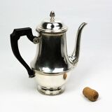 Silver-plated metal coffee pot Ercuis — decorated with bead friezes, ebony handle.