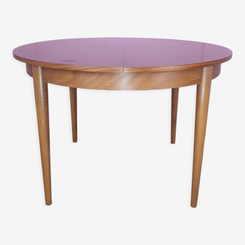 Table à manger extensible en noyer rond de Mann, 1960