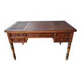 Louis Philippe style center-middle minister's desk in wood and leather