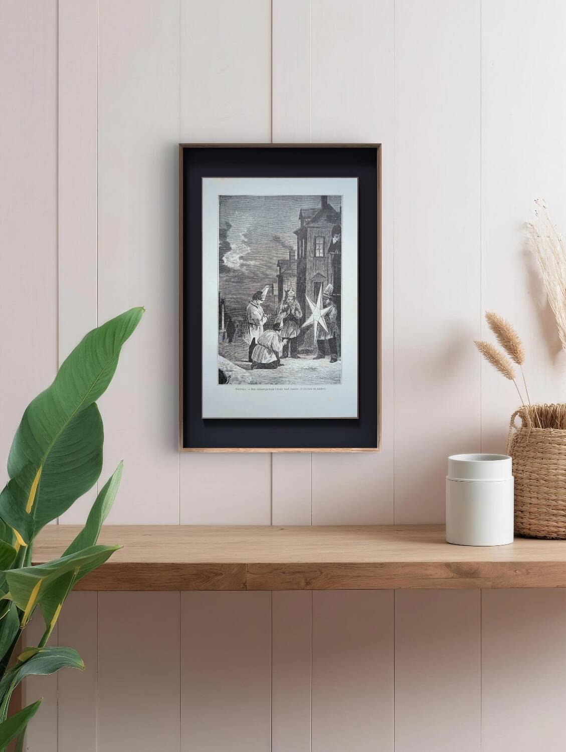 Christmas in Norway, old engraving, printed in 1885.