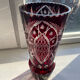 Hand-cut crystal vase, Bohemian or Polish - Vintage - Ruby/Cranberry