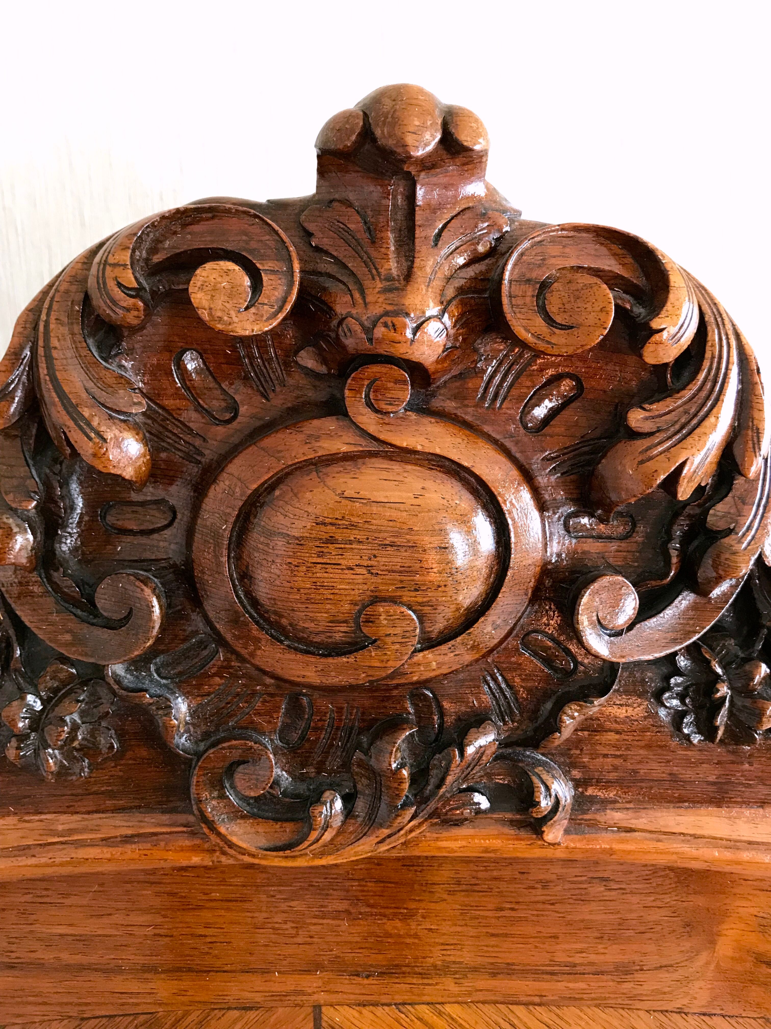 Old wooden bed nineteenth century rocaille style sign camus clermont ferrand