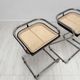 1970s set of 3 vintage Italian wicker & chrome barstools