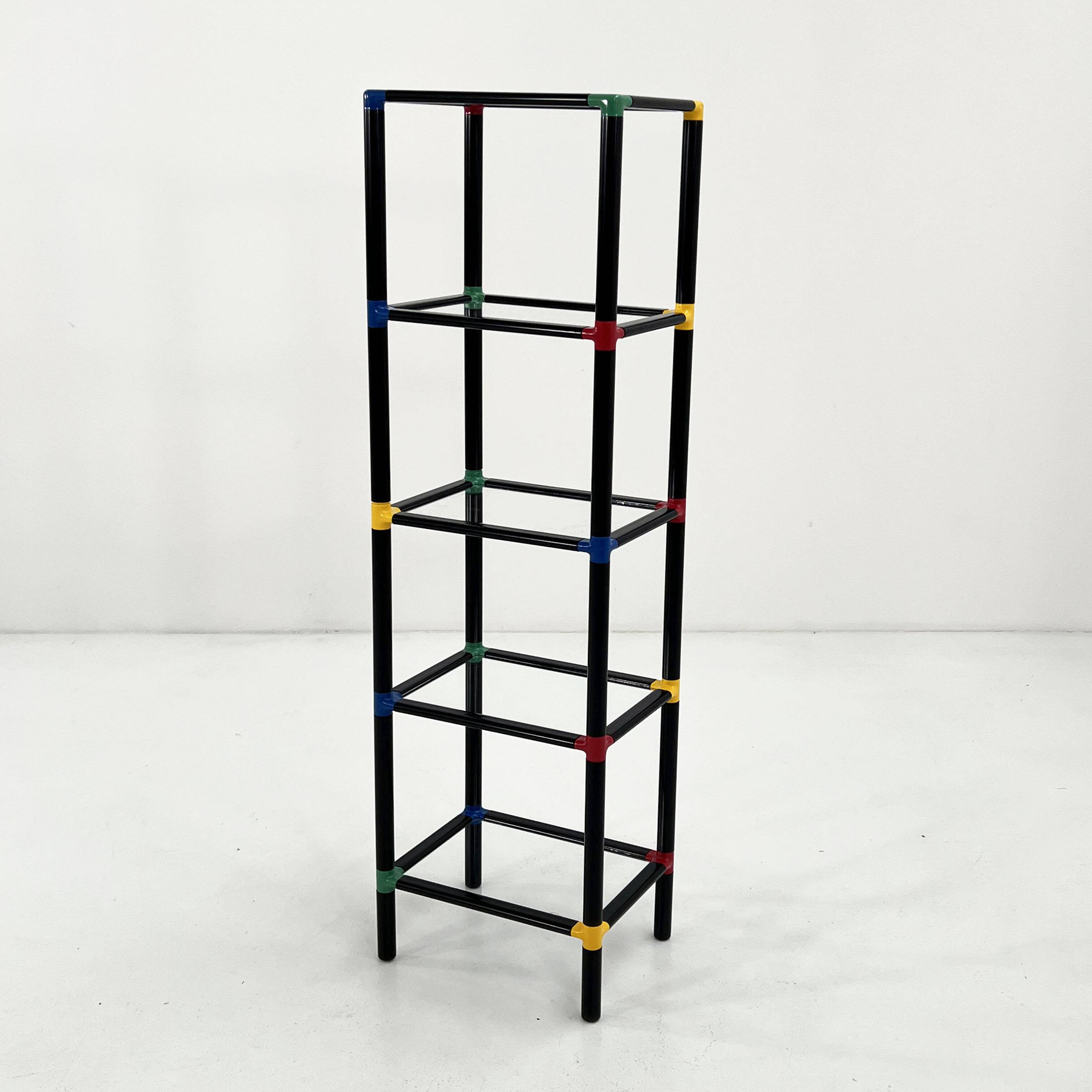 Multicoloured modular floor shelf, 1980