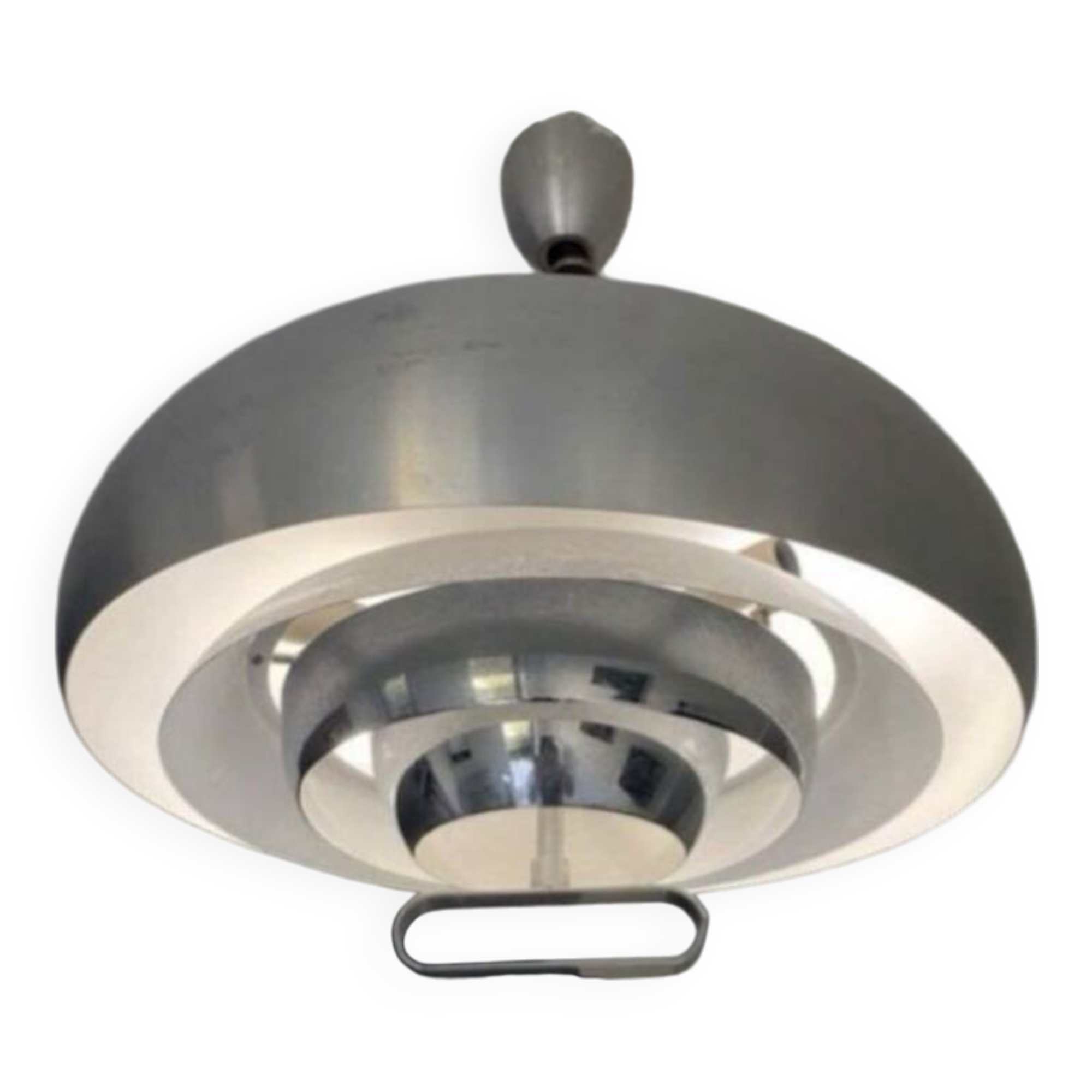 Large Suspension luminaire Space age brushed aluminum chrome design furniture lighting 70
