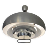 Large Suspension luminaire Space age brushed aluminum chrome design furniture lighting 70