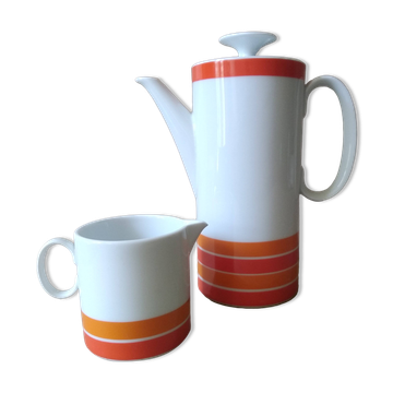 Set Cafetière + pot à lait Porcelaine THOMAS Vintage . Médaillon Luciana . Années 70