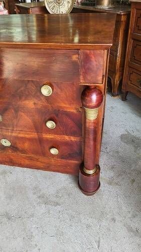 COMMODE EMPIRE 4 TIROIRS EN ACAJOU DU XIX ème SIECLE