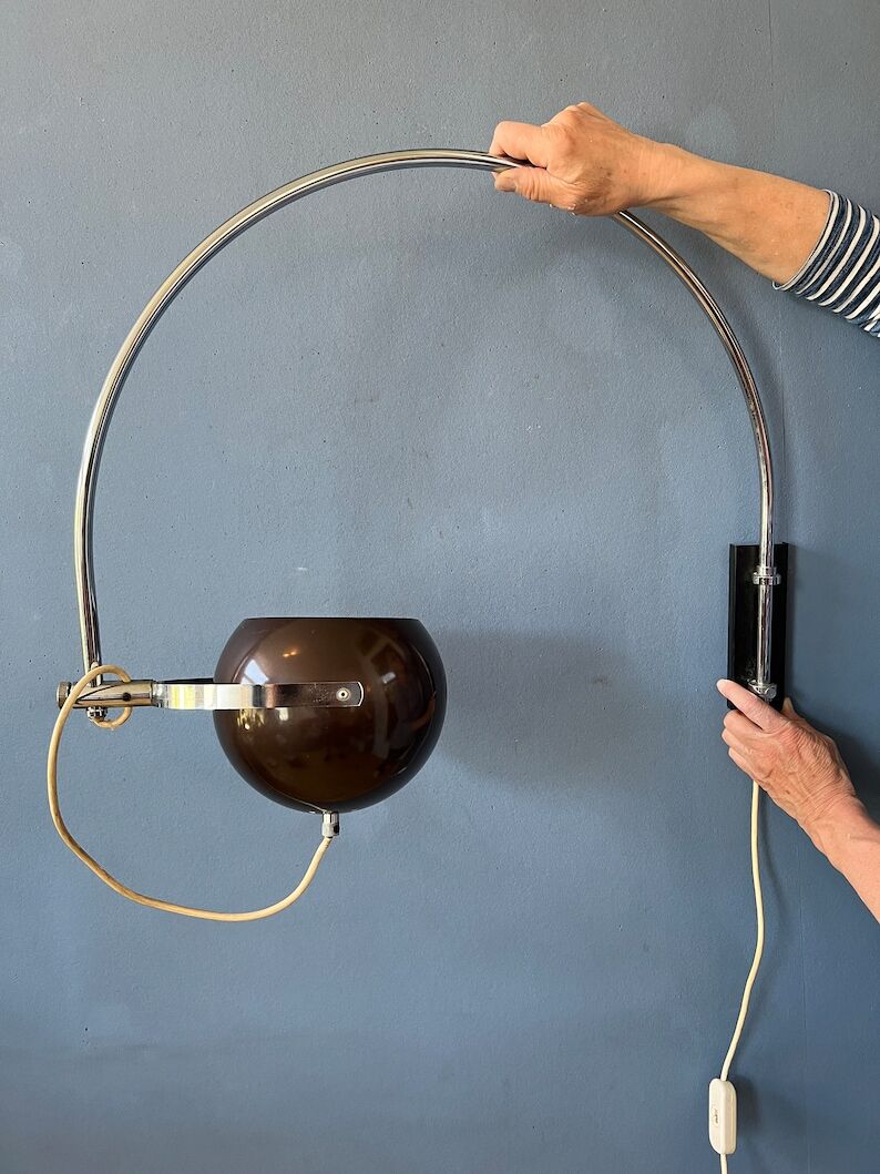 Wall lamp arc lamp Herda eyeball chrome space age