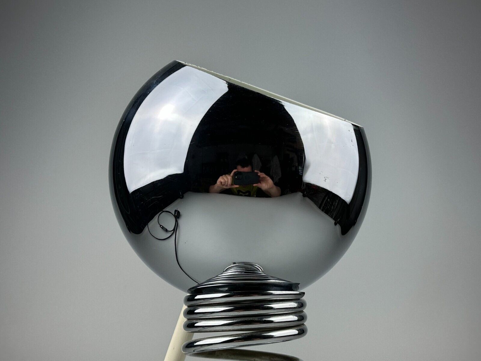 60s 70s table lamp ball lamp spring chrome metal space age design