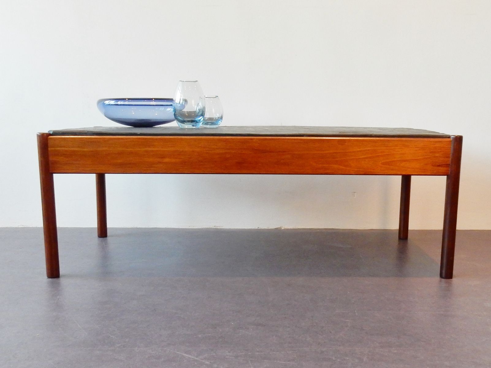 Vintage coffee table with stone tray