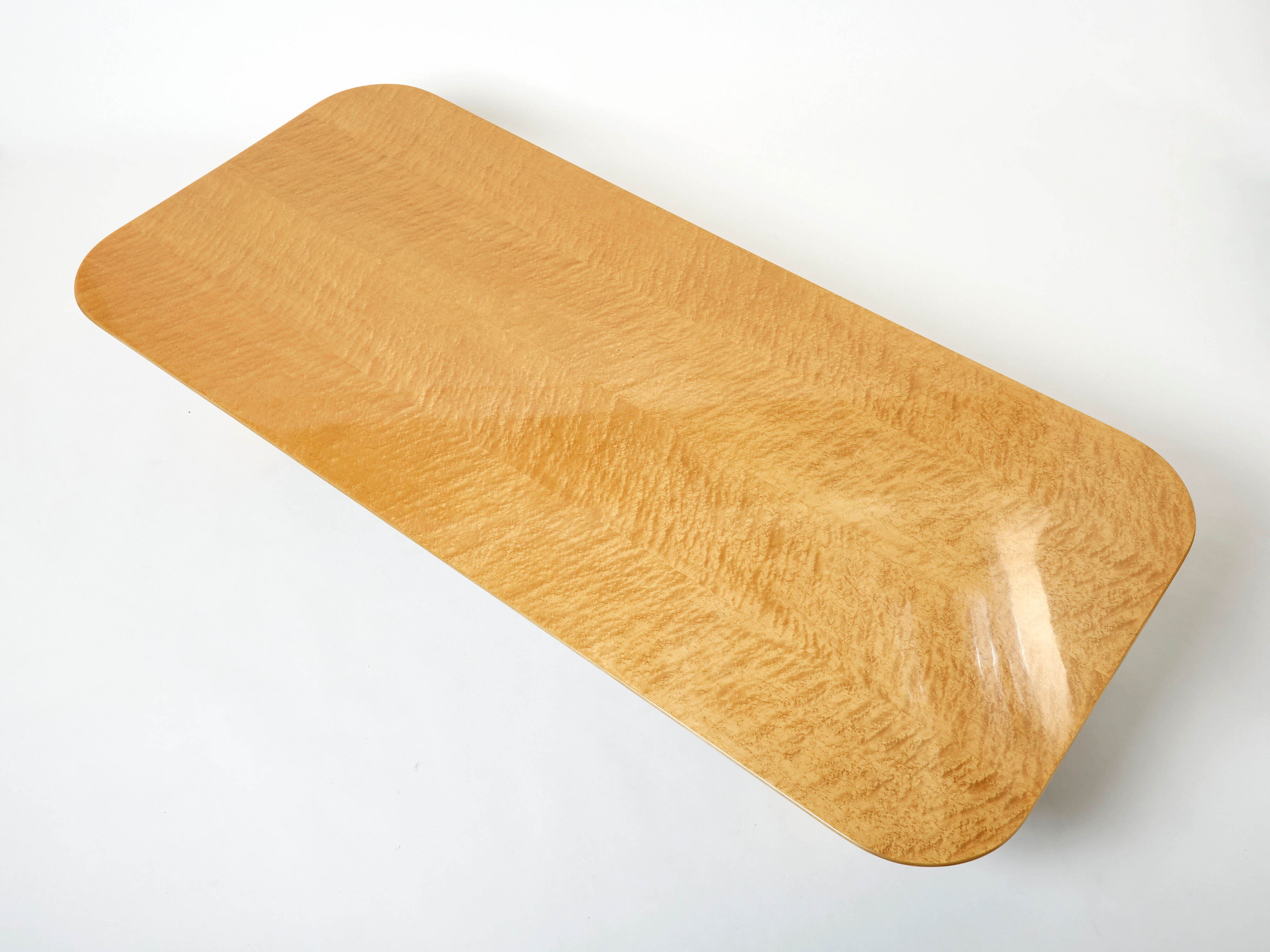 Very large coffee table maple brass Giovanni Offredi Saporiti 1980