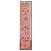 1970s Vintage Turkish Hand-Knotted Wool Cotton Beige Runner Rug 80x348