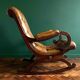 Rocking Chair Chesterfield in Tawny Leather & Solid Wood – Impeccable Condition