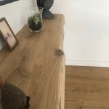Console 3m x 50 cm solid oak and metal feet in U