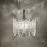Ice Glass Lamp, Mid-Century Acrylic Pendant Light, Kalmar Era Ceiling Lamp