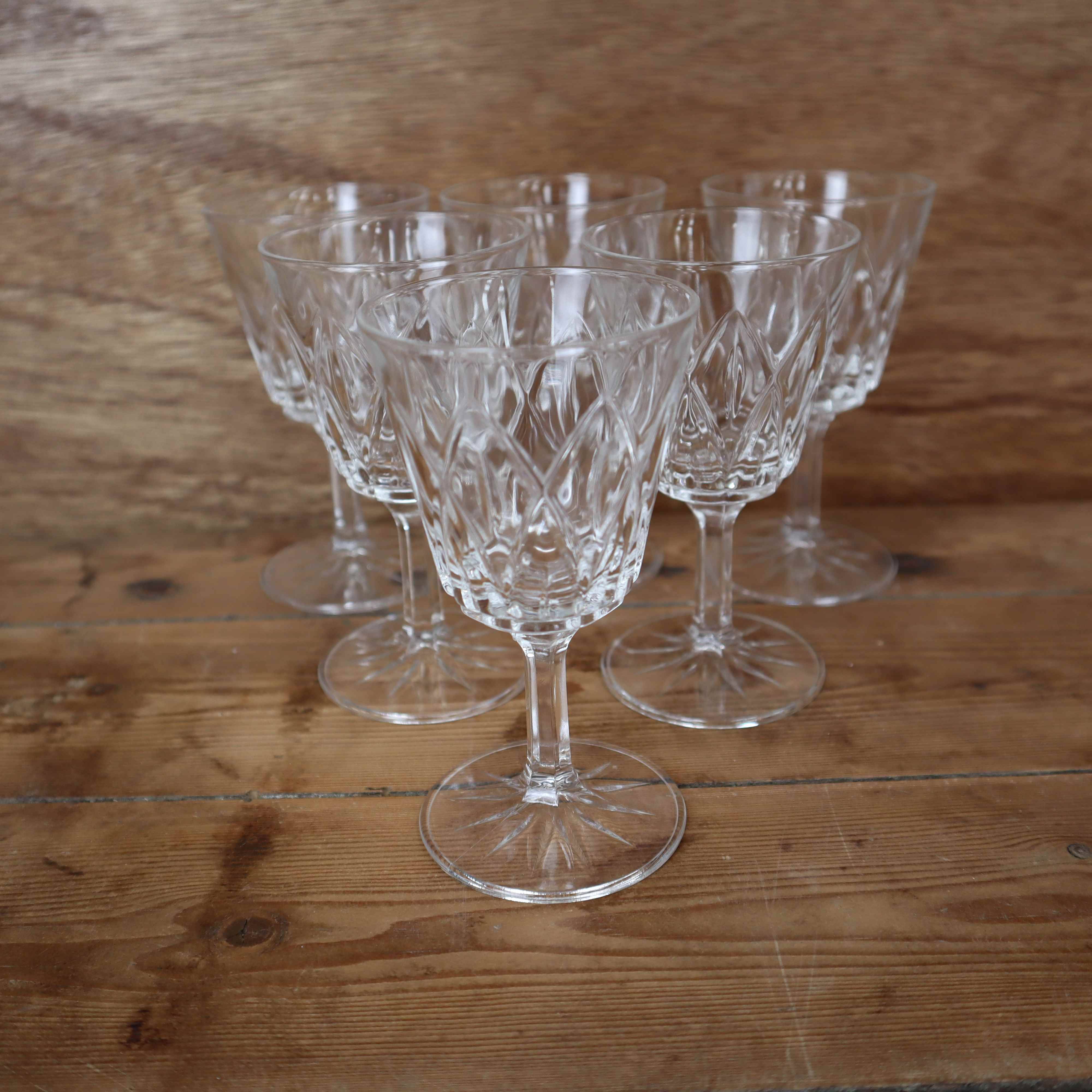 Set of 6 Arlequin white wine glasses in Reims crystal glass 1950