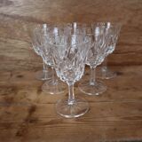Set of 6 Arlequin white wine glasses in Reims crystal glass 1950