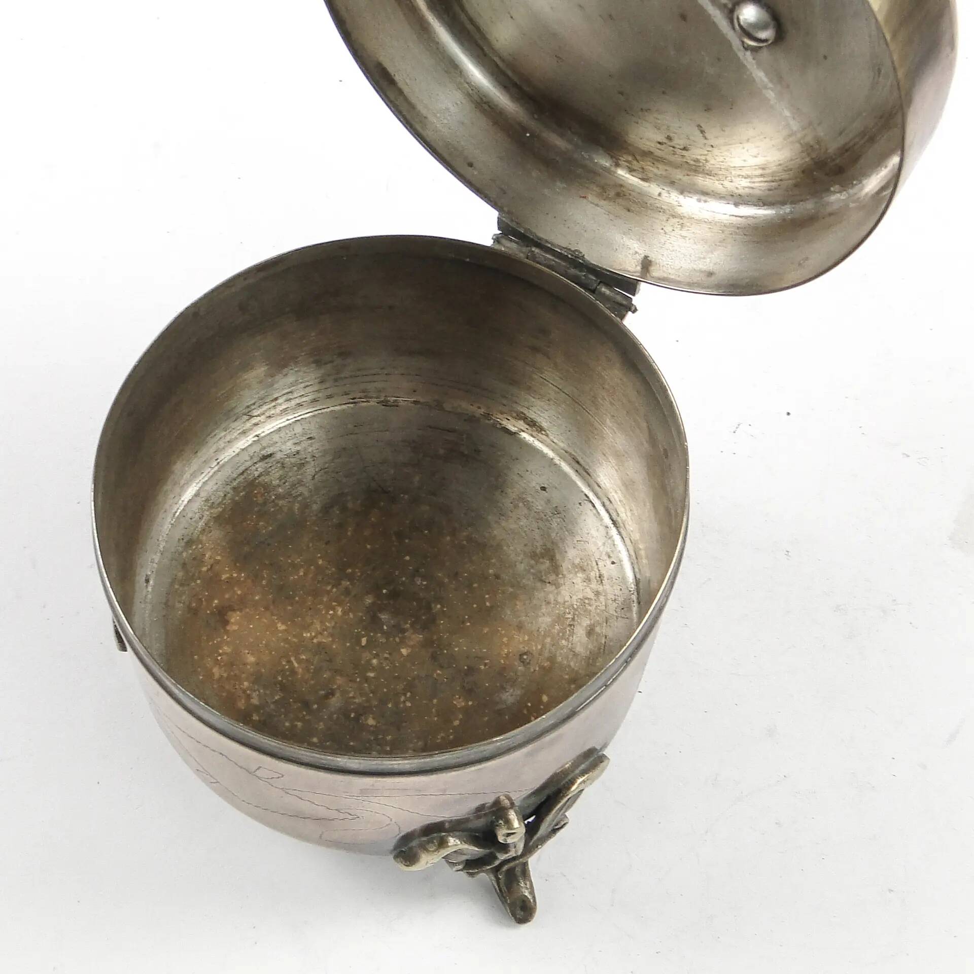 Art Nouveau sugar bowl, silver-plated brass, Hungary, early 20th century