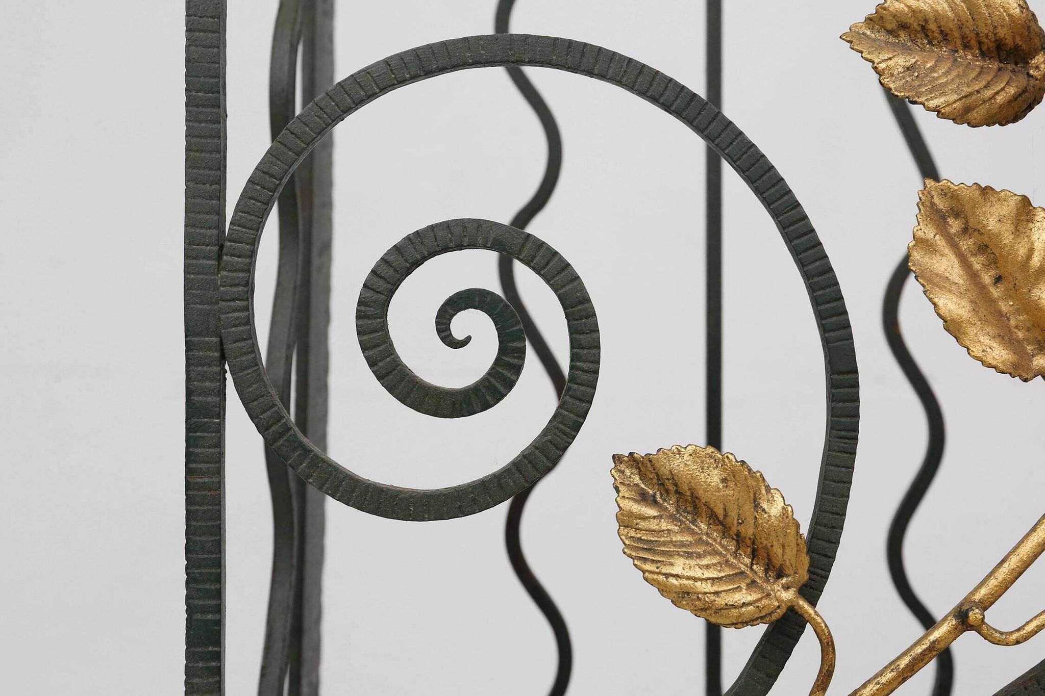 Art Deco Wrought Iron Umbrella Stand with Floral Decoration, France, 1930s