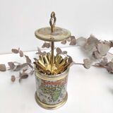 Golden metal world map table cigarette holder