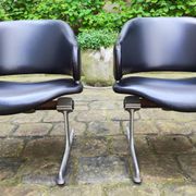 Deux double chaises fauteuils bancs en cuir Geoffrey Harcourt Artifort années 60