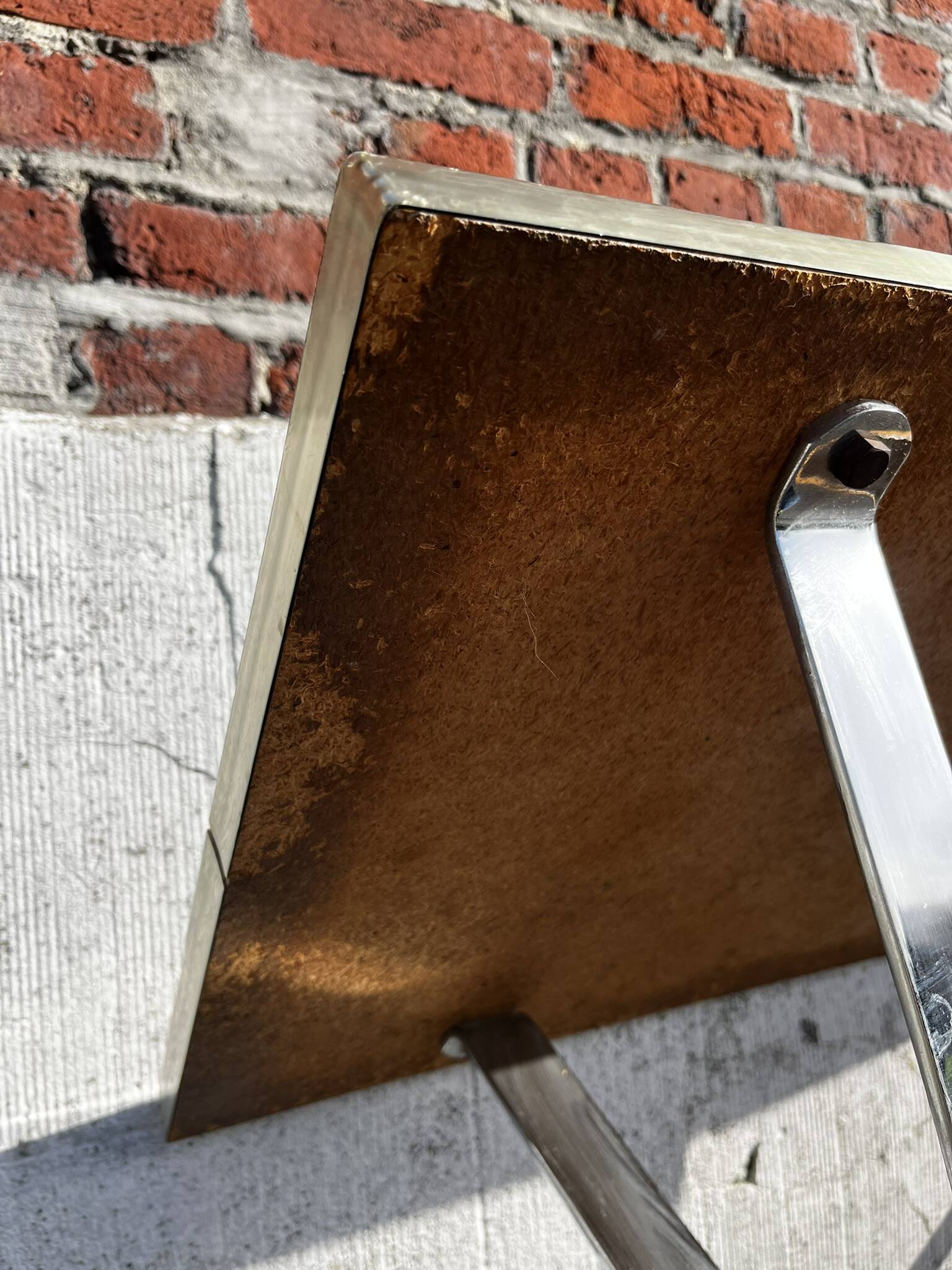 Vintage ceramic coffee table, floral patterns and chrome base.