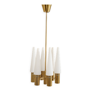 1950s brass and glass chandelier by Hans-Agne Jakobsson