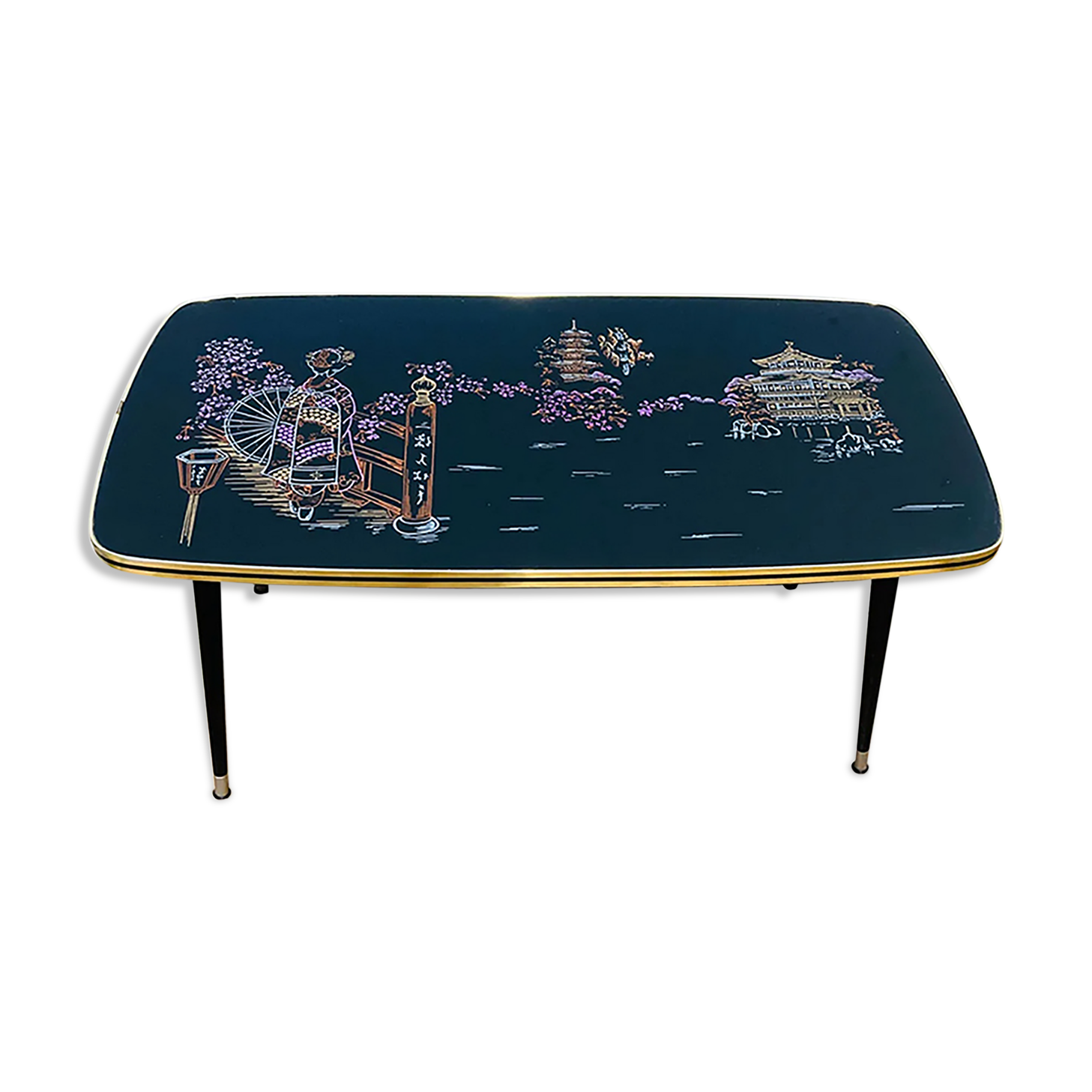 Scandinavian formica low table décor Japanese feet compass 60s-RETRO-VINTAGE