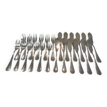 12 fish cutlery sets 24p silver plated metal goldsmith Apollo Louis XVI rushes