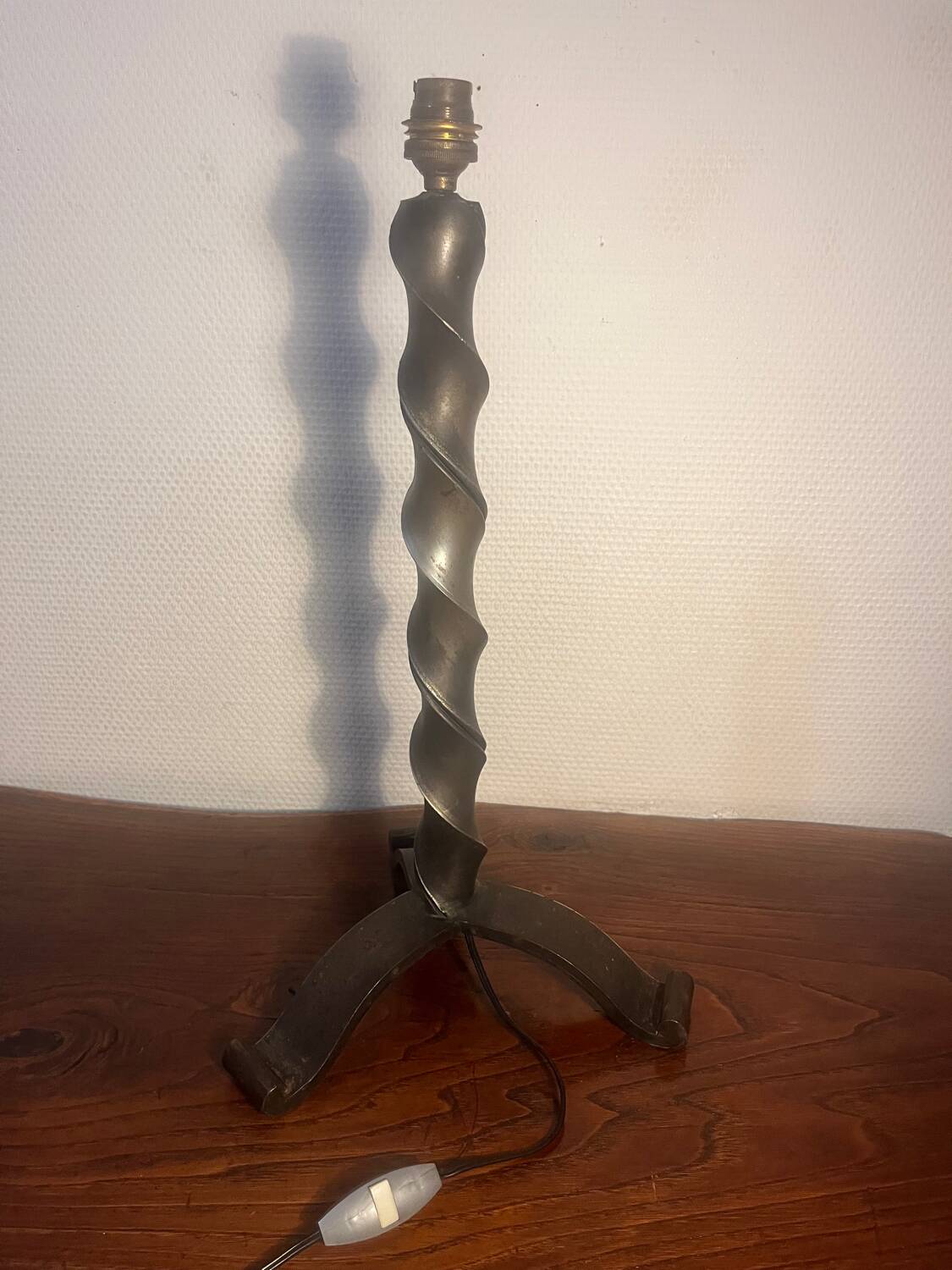 Hammered wrought iron lamp base – 1950s