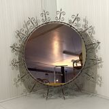 Huge round wrought iron wall mirror 1960’s