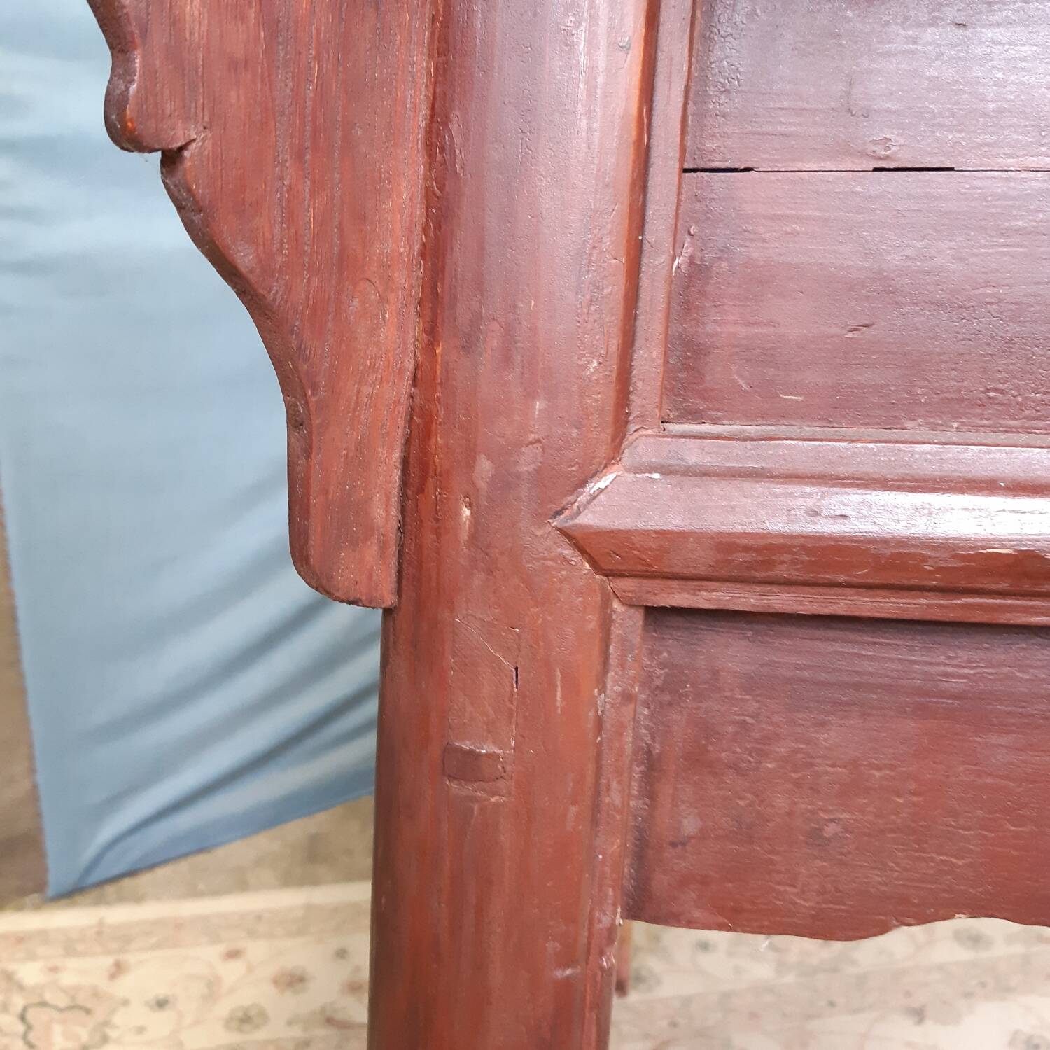 Red lacquered Asian table