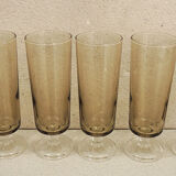 6 anciennes flutes à champagne luminarc fumées h14 cm